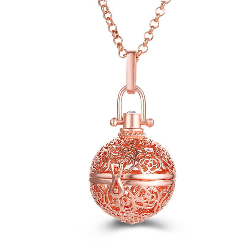 Collar hueco de aromaterapia con jaula de circonita, difusor de aceites esenciales, caja de perfume, accesorios antiguos para ropa tradicional Han