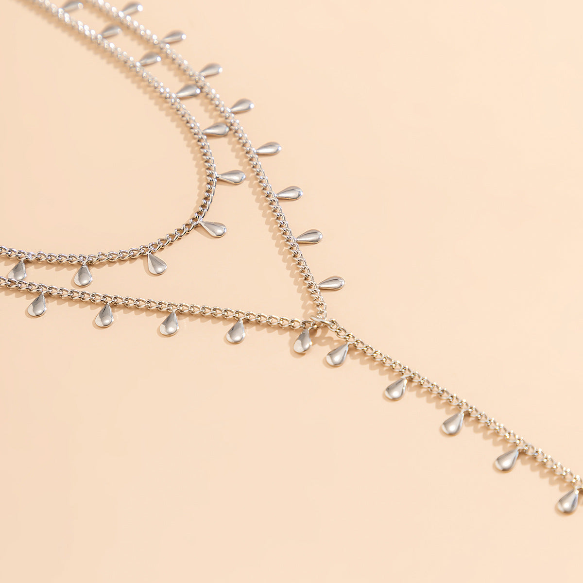 Minimalistic Water Drops Tassel Double-layer Necklace For Women