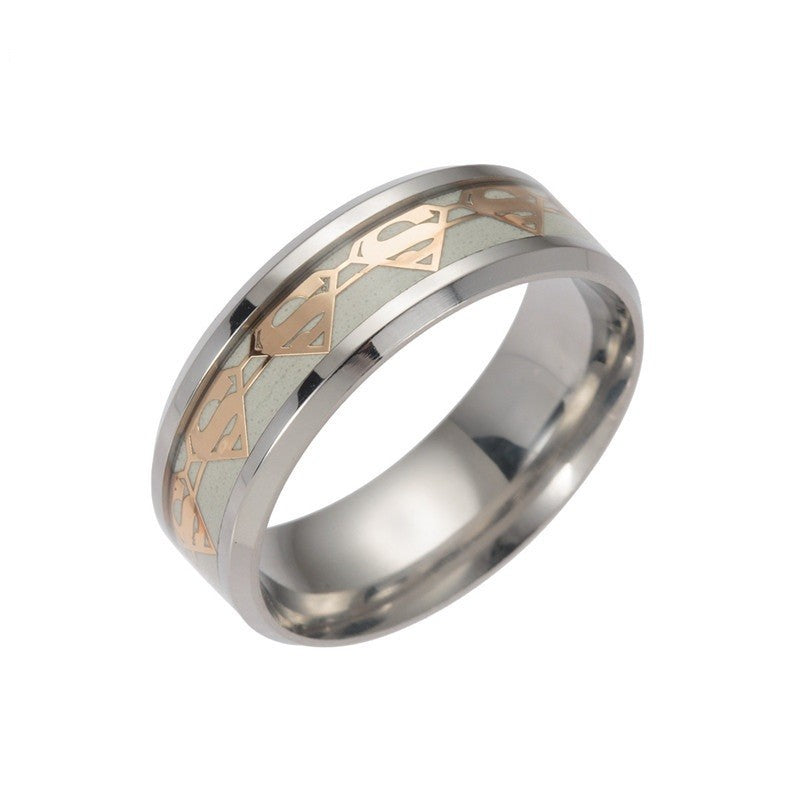 Edelstahl Batman Symbole Leuchtende Herrenringe Nie verblassender leuchtender Ring
