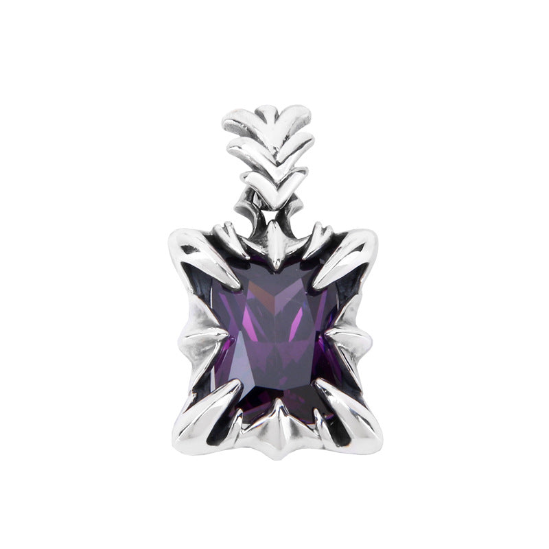 S925 Sterling Silber Violetter Edelstein Gothischer Herren Dominanter Anhänger
