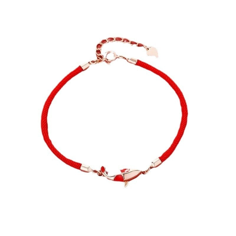 Handmade Koi Braided Rope Red Rope Bracelet For Women
