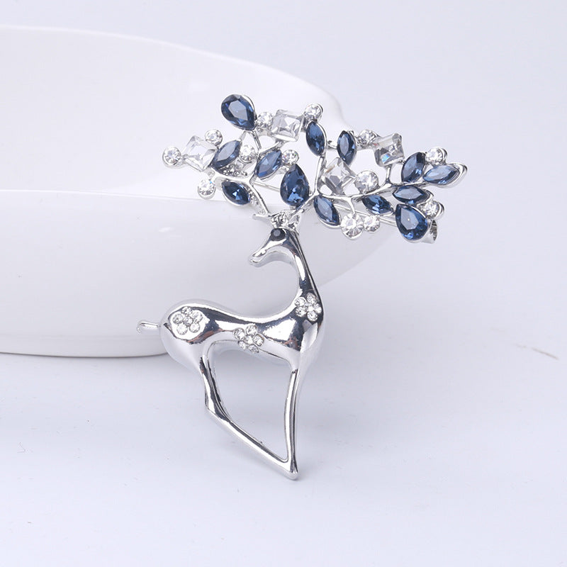 Broche sencillo de aleación con diamantes de imitación y ciervo sika