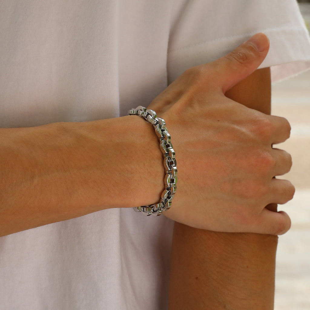 Lässiges, schlichtes Armband, stahlfarben, Herren