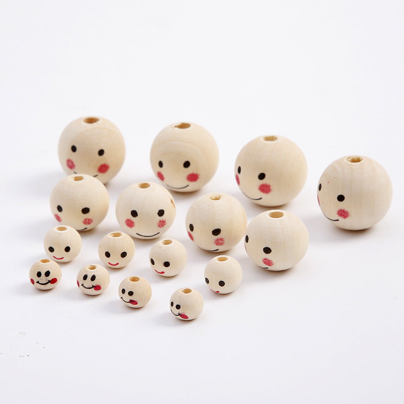 DIY Children's Log Color Smile Doll Head Beaded Accessories