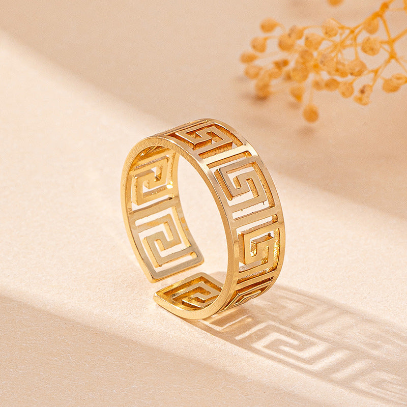 Geometrische Schlaufenkragen-Ohrringe Ring Armband Damen Schmuck Modeschmuck Set