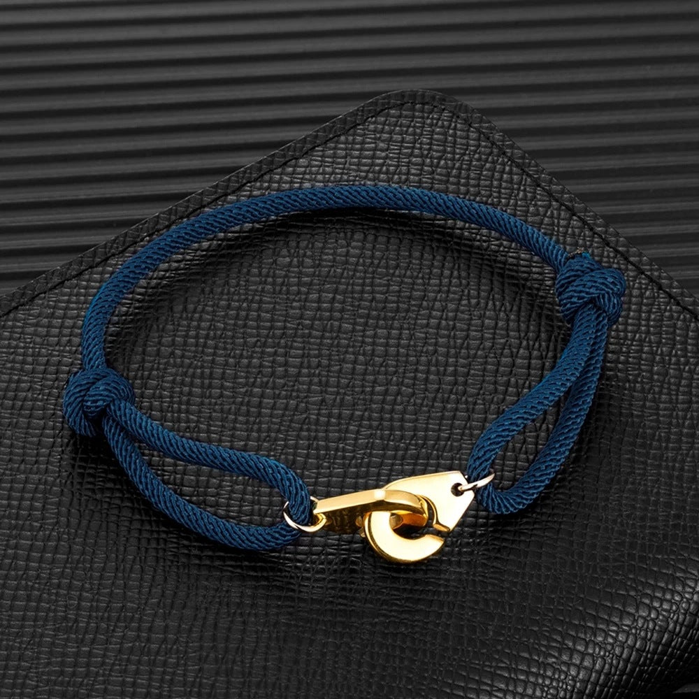 Handcuffs Stainless Steel Bracelet Adjustable Rope Bracelet