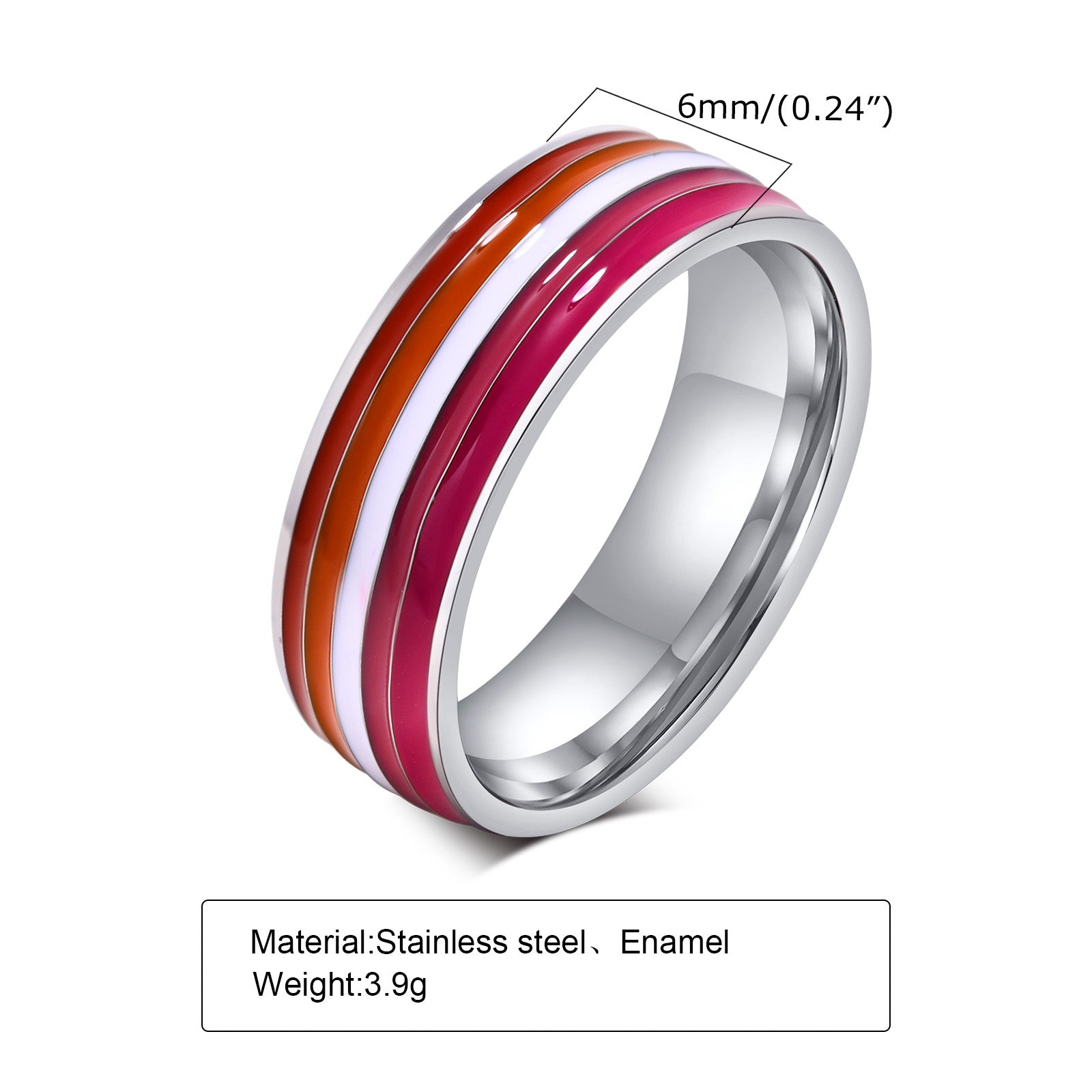 Anillo de color 8mm de hombre, mismo color de bandera, joyería de comercio exterior al por mayor, color arcoíris