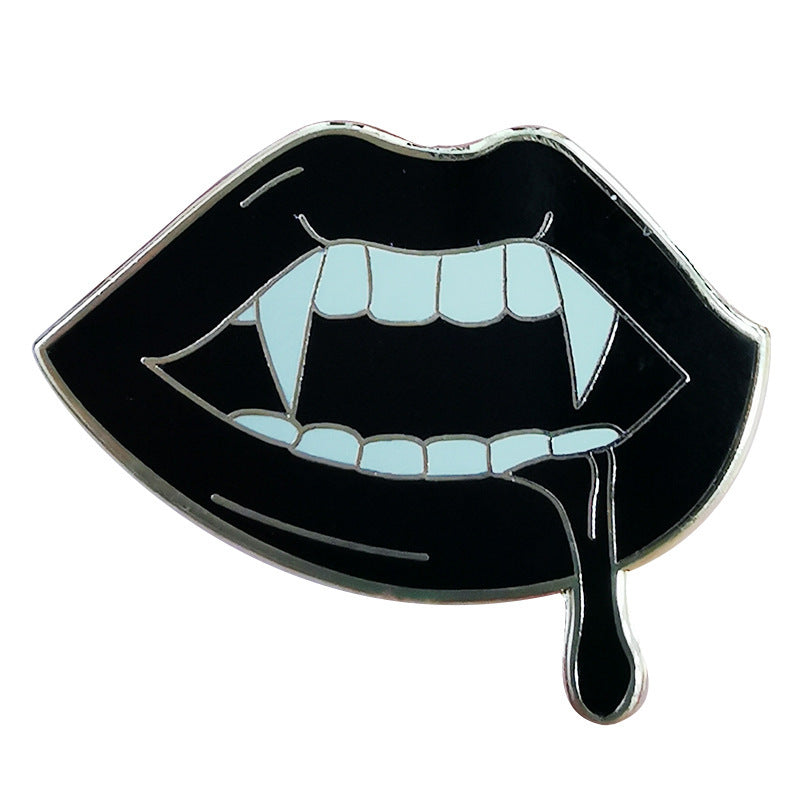 Schwarze Mode Kreativer Horror Lippen Brosche