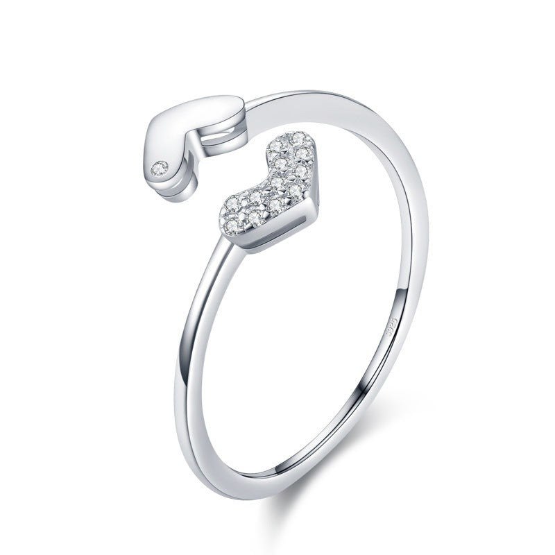 Vielseitiger Pfirsich Herz Liebe Reiner Silberring, Verstellbarer Damenschmuck Ring