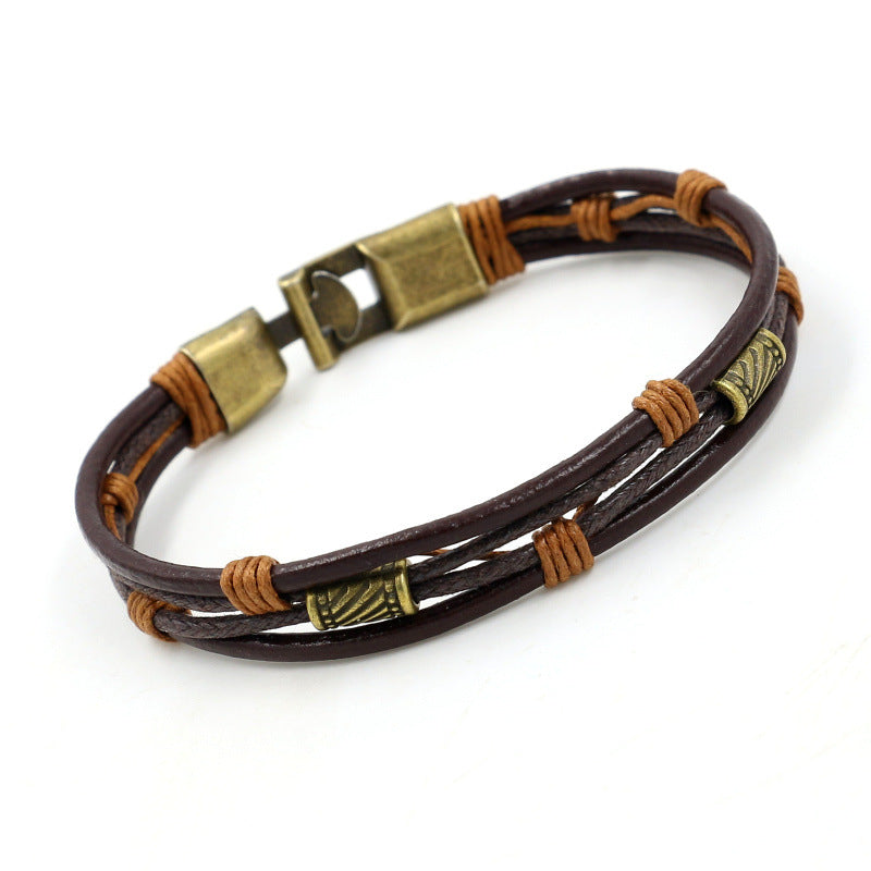Retro Herrenarmband aus geflochtenem Leder