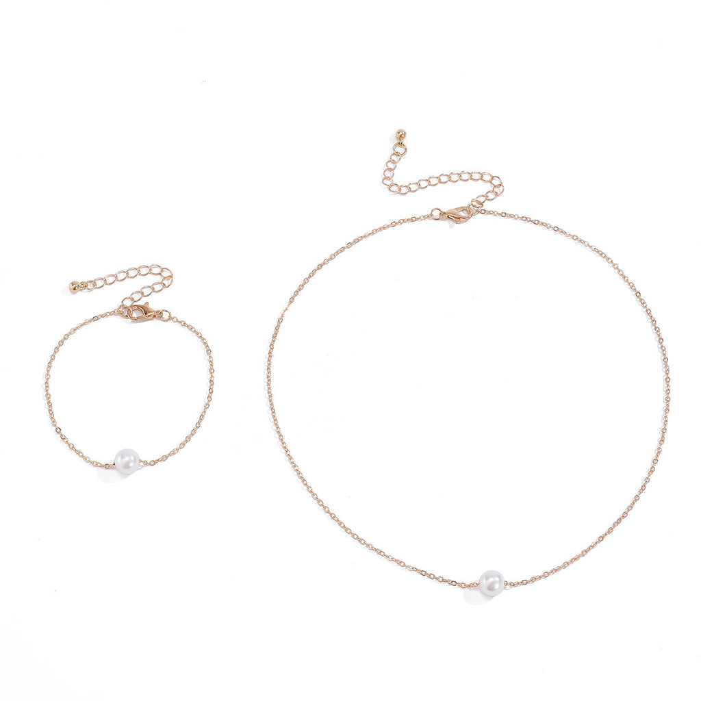 Pulsera Creativa Traje Personalidad Collar Simple de Perlas