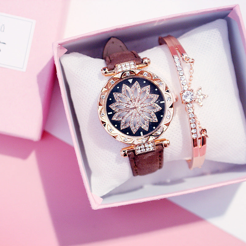 Reloj de cuarzo informal giratorio para mujer, estilo red