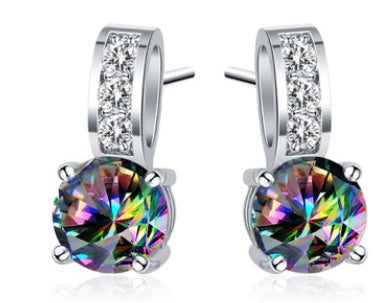 Glamouröses Regenbogen Mystisches Zirkonia-Schmuckset in Silberfarbe