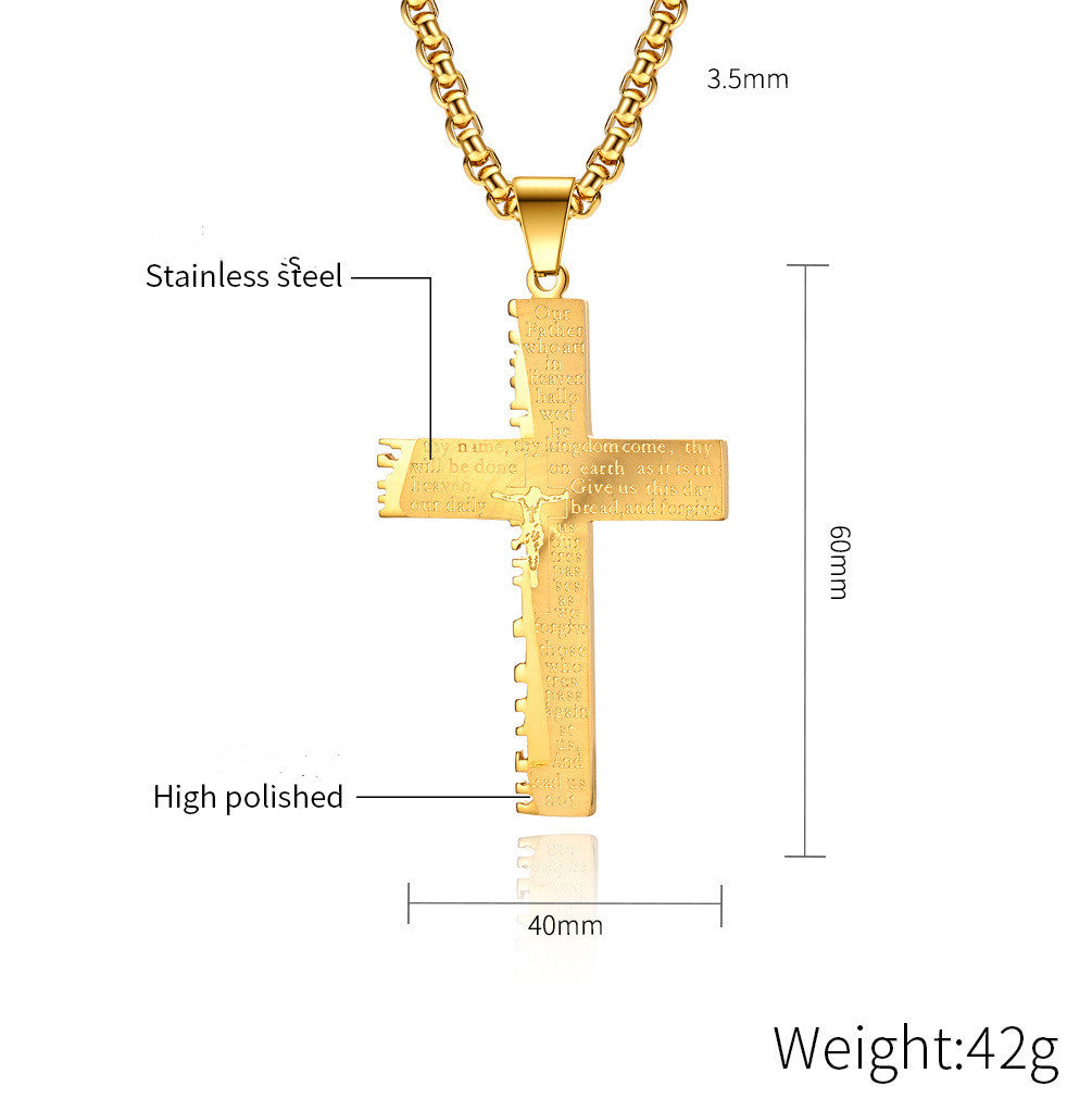 Christliche Jesus-Kreuz-Halskette, doppelt, für Herren