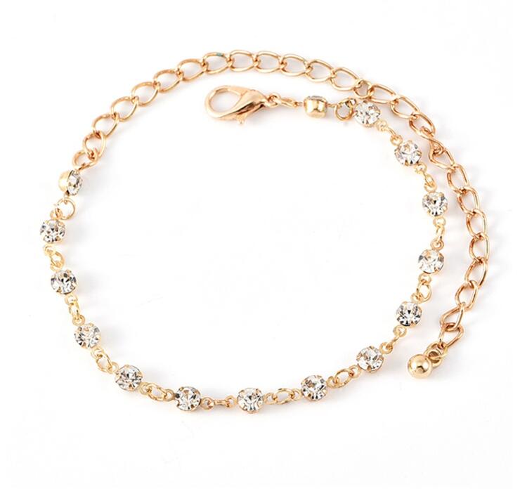 Popular Beach Women's Anklet Shell Weave Diamond Chain Full Diamond Bee Pendant Multilayer Footwear