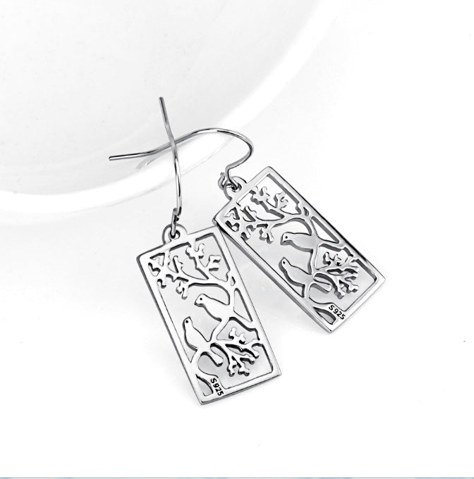 Pendientes de plata 925 con pájaros calados