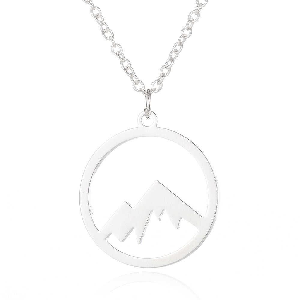 Mountain Pendant Necklace Gold Silver Minimalist Nature Snow Mountain Necklace For Women Men Fashion Adventure Jewelry Gift