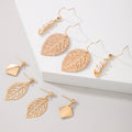 Textured Vintage Golden Leaf Earring Earring Set