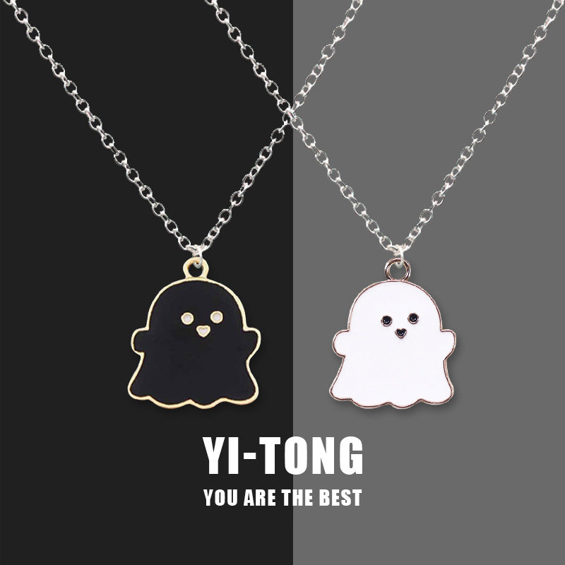 Collar de fantasma blanco y negro, regalo de Halloween