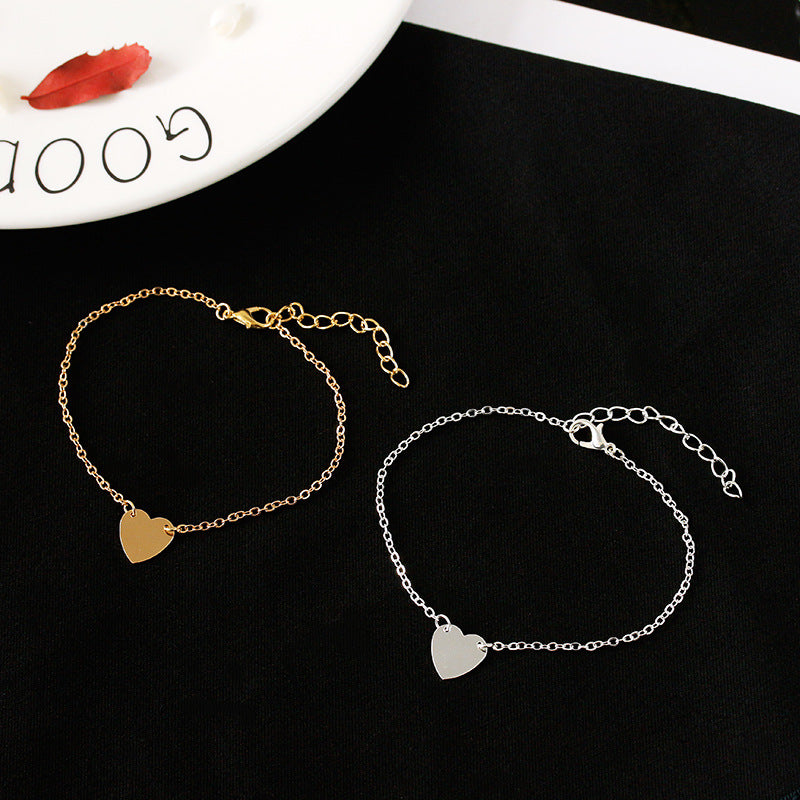 Pulsera tobillera con dije de corazón sencilla