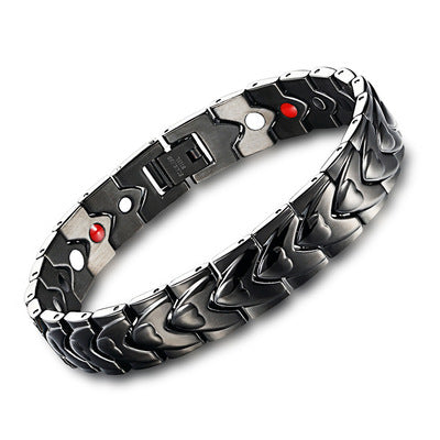 Pulsera de acero de titanio con imán en forma de corazón