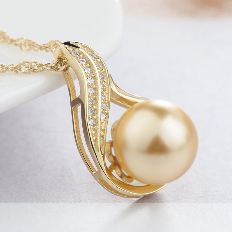925 Silver Swan Pearl Diamond Pendant