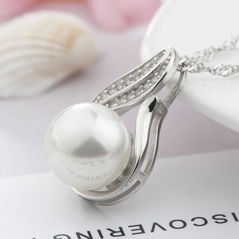 925 Silver Swan Pearl Diamond Pendant