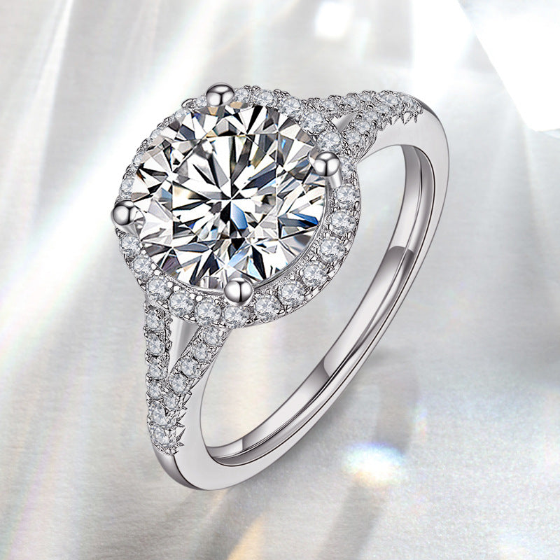 Grupo de anillos de plata Anillo de boda con incrustaciones Lujo redondo