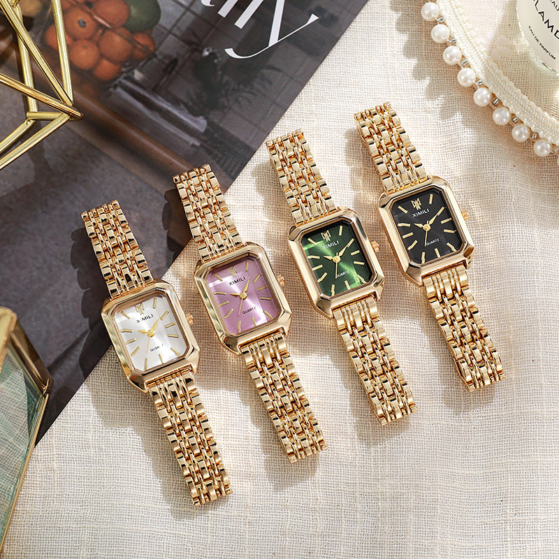 Reloj de mujer con correa de acero cuadrada, sencillo y a la moda