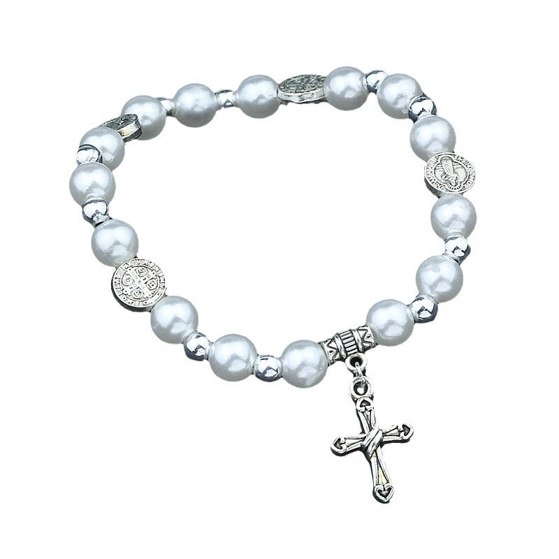 Vintage  Pearl Cross Bracelet
