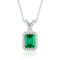 S925 Silver Octagonal Emerald Pendant Necklace