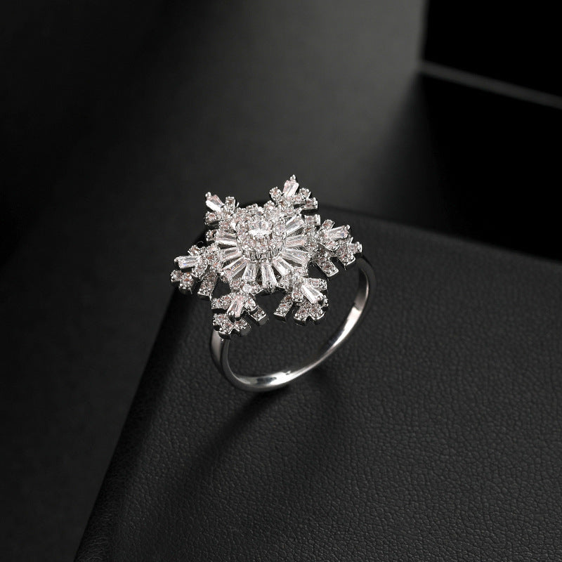 Anillo Giratorio de Copo de Nieve para Mujer