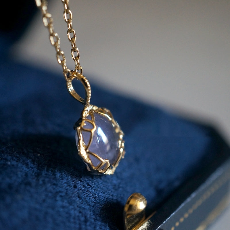 Natural Amethyst Pull Feldspar Inlaid With 925 Silver Gold Plated Chain