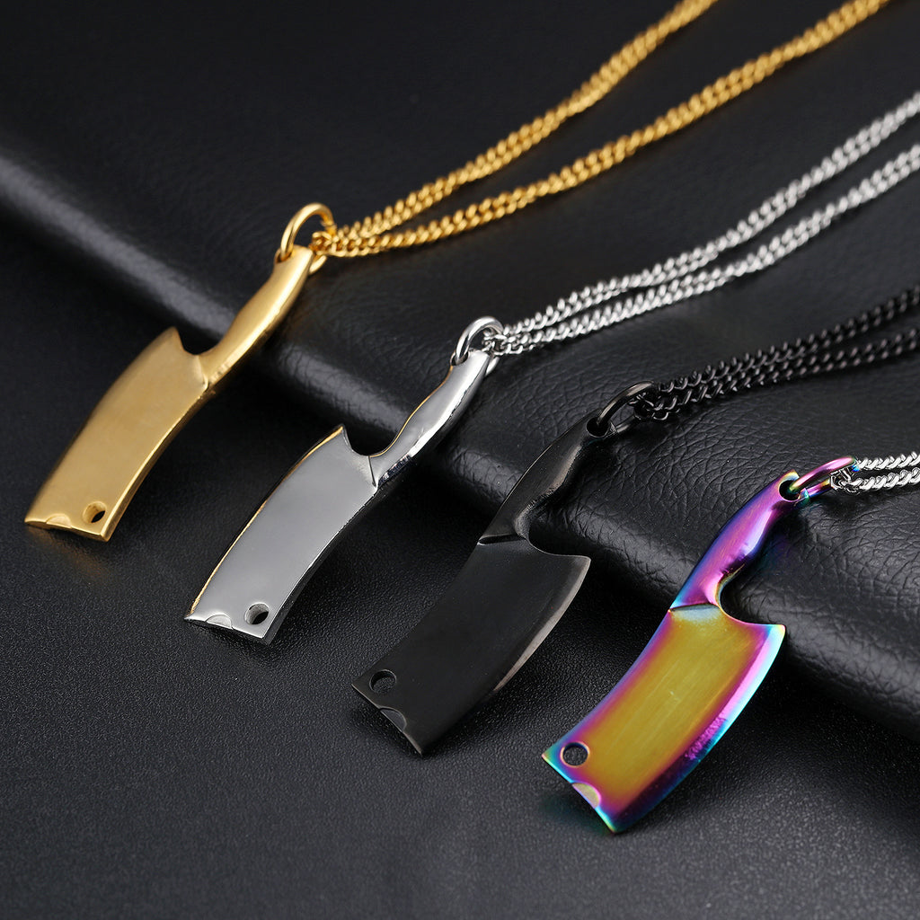 Collar de acero inoxidable para hombre, colgante clásico con brillo colorido