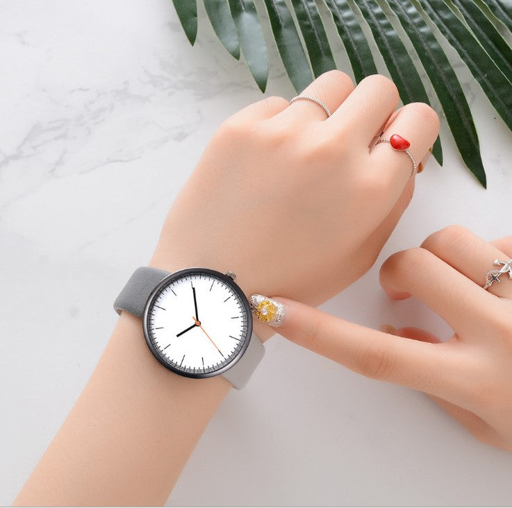 Frauen Uhr Grau Kontrast Leder Quarzuhr Frauen Uhren Liebhaber Unisex Casual Damen Armbanduhr Uhr Relogio Feminino
