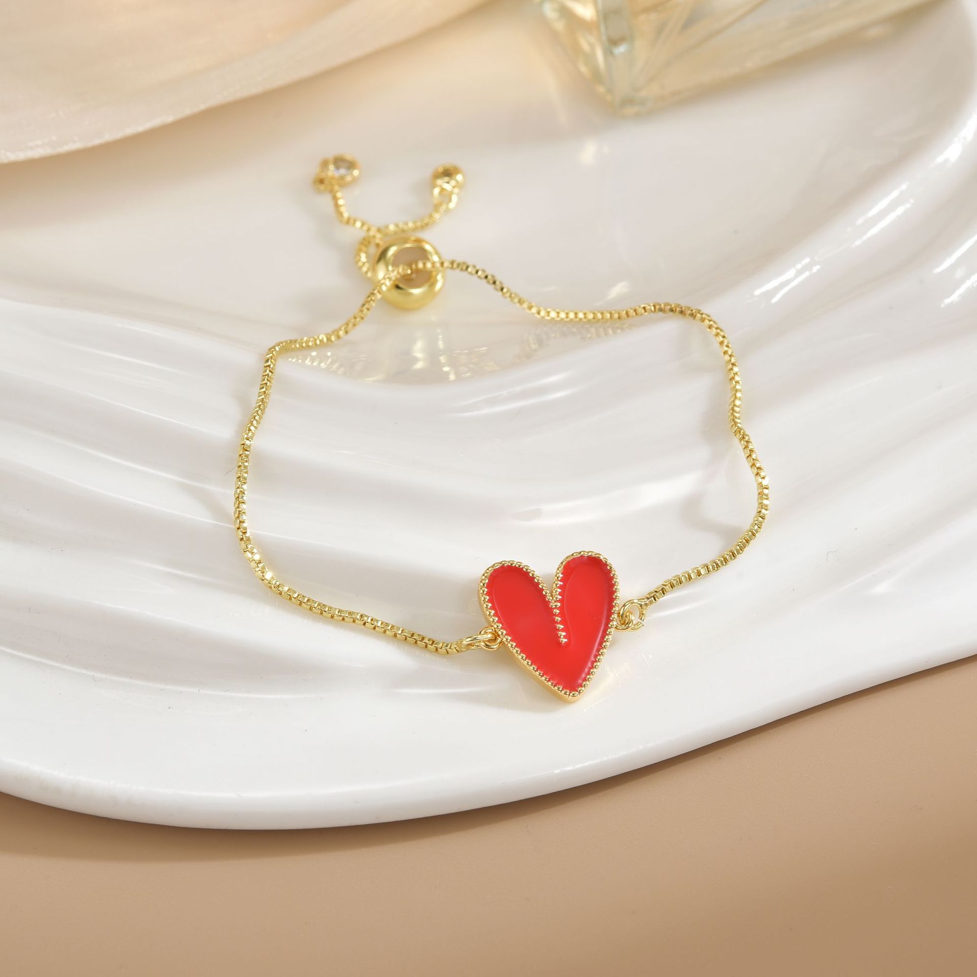 Simple Rotatable Flower Color-preserving Pure Copper Gold-plated Bracelet