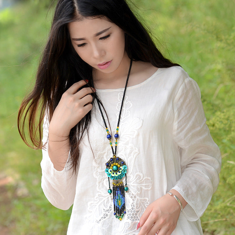 Joyería de collar largo estilo étnico para mujer