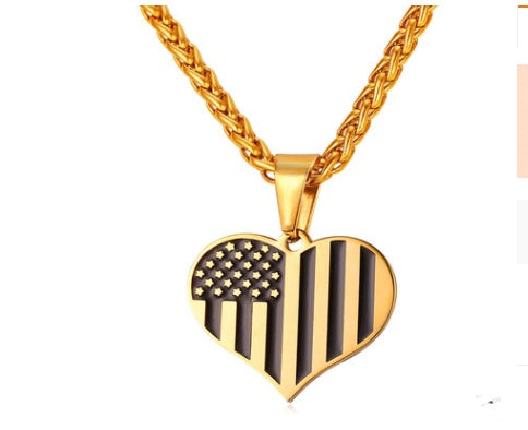 316L stainless steel military flag necklace