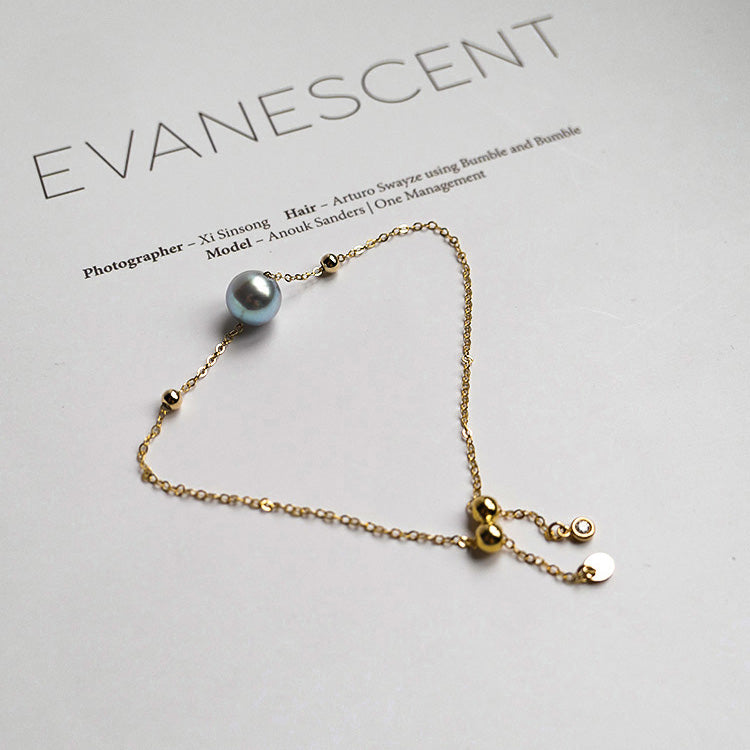 Salzwasserperle Echtes Hanf Einzelarmband 14K Gold