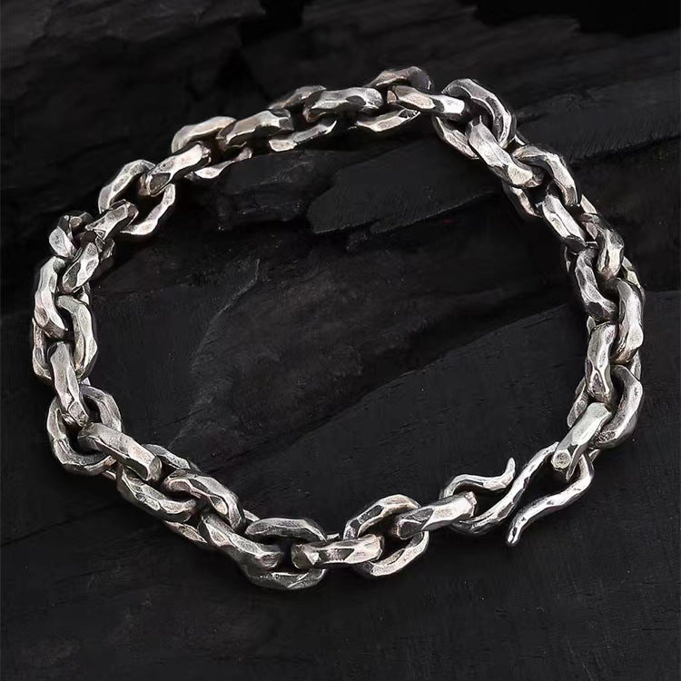 Hand Hammered Tone Bracelet  Thai Silver Vintage Men