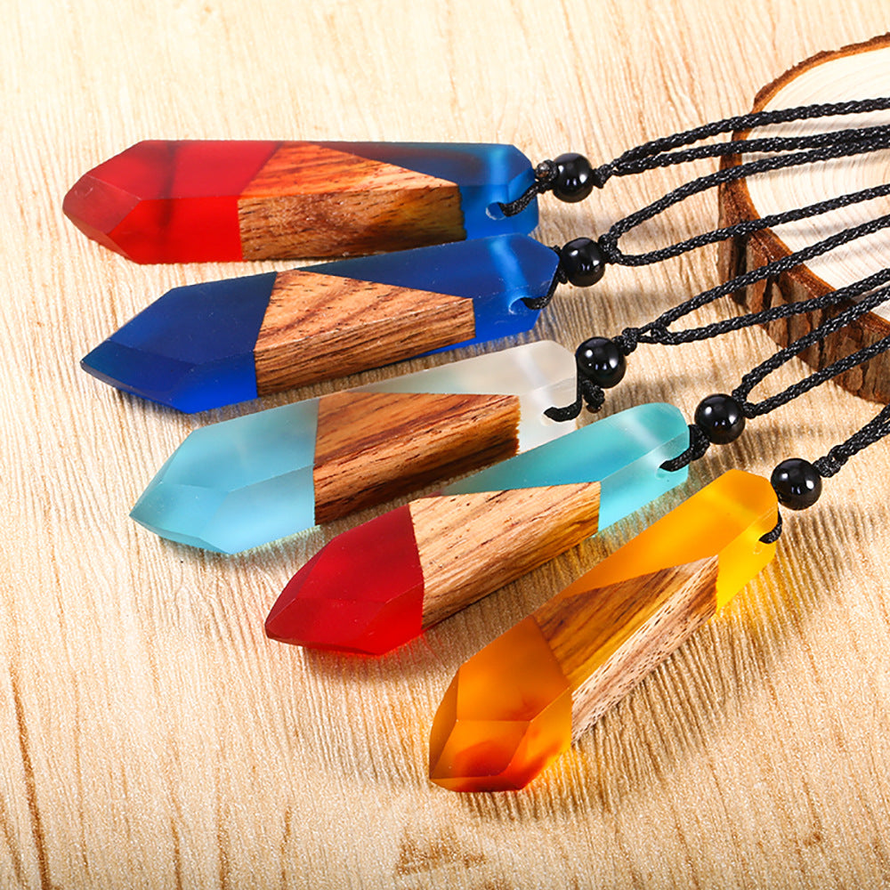 Vintage Halskettenanhänger aus Holz und Harz