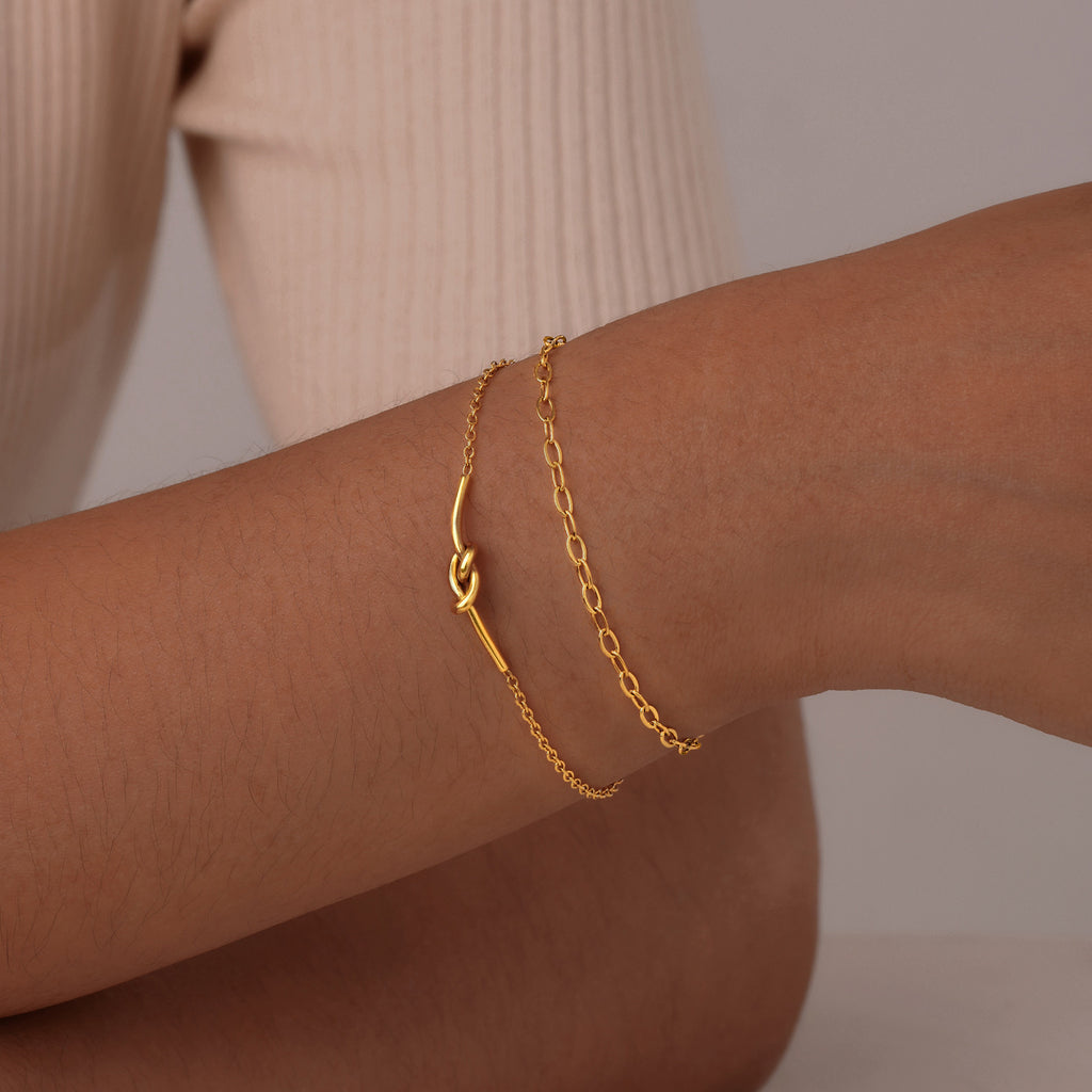 Versátil nueva pulsera doble de acero inoxidable anudada para mujer
