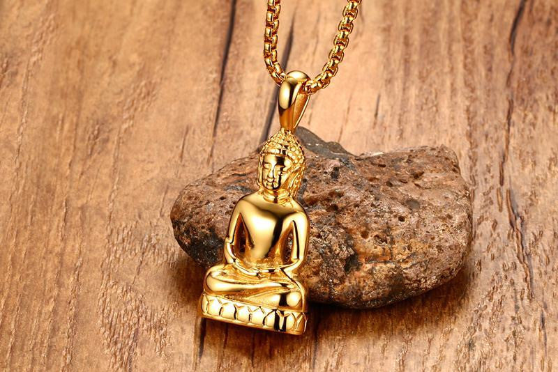 Collar con colgante de Buda de acero inoxidable