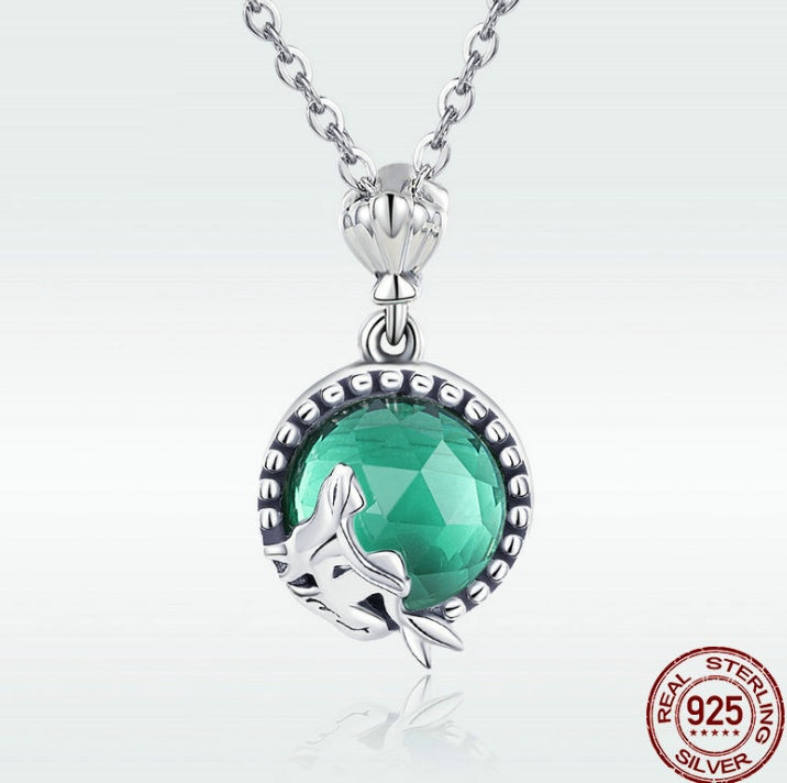 Meerjungfrau Ohrstecker Ring Kombination Damen Meerjungfrauenliebe S925 Sterling Silber Diamant Ohrring Set