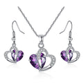 Amethyst Zirkon Herz Halskette Ohrringe Set Europäische und Amerikanische Weihnachtsgeschenke