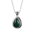 Retro Grüner Anhänger Damen S925 Silber Tropfenförmig