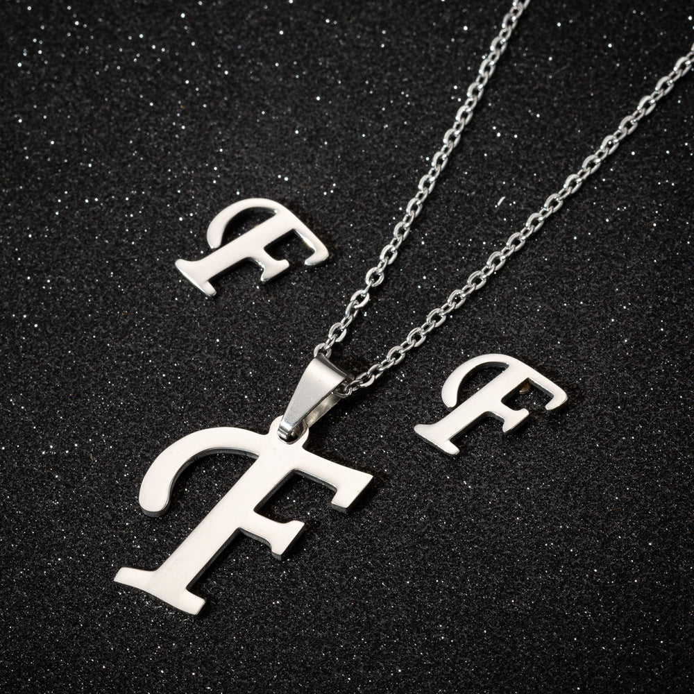 Edelstahl 26 Buchstaben Anhänger-Halsketten-Set