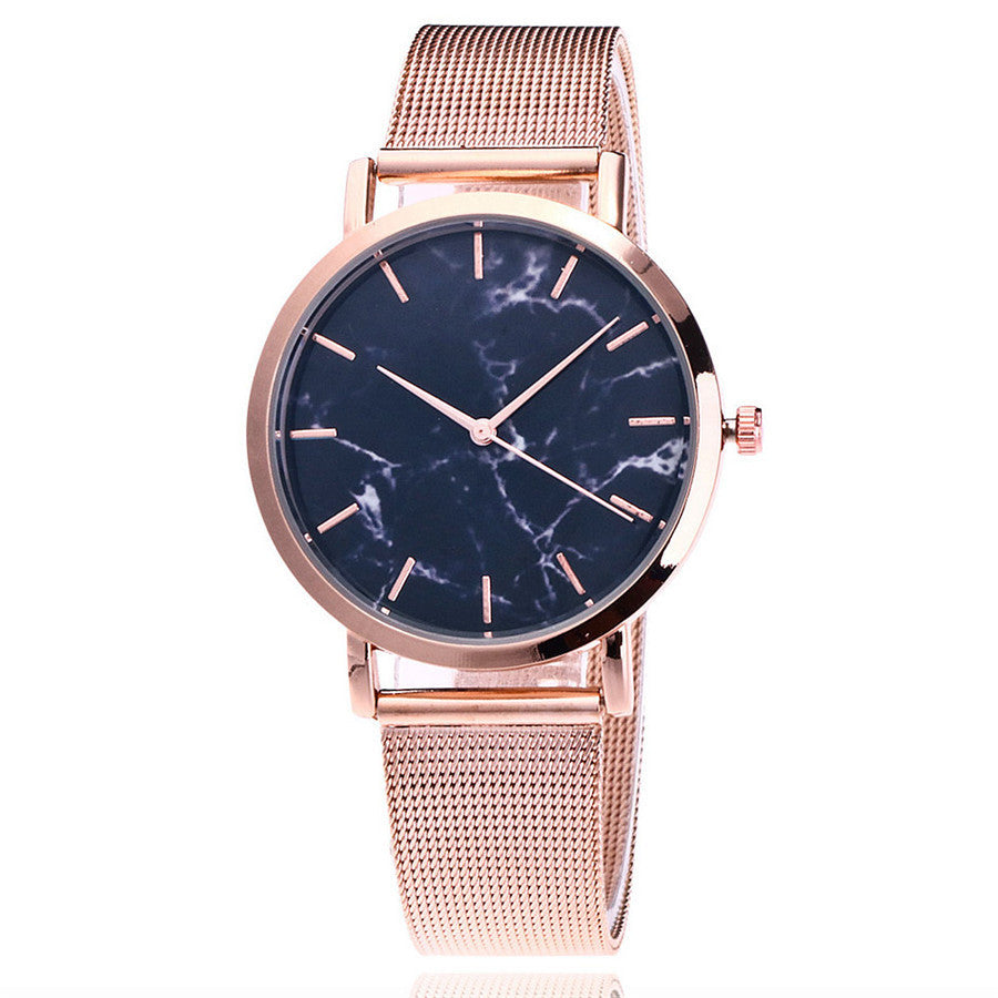 Vansvar Fashion-Marke Silber- und Gold-Meshband kreative Marmor-Armbanduhr lässige Damen Quarzuhren Geschenk Relogio Feminino