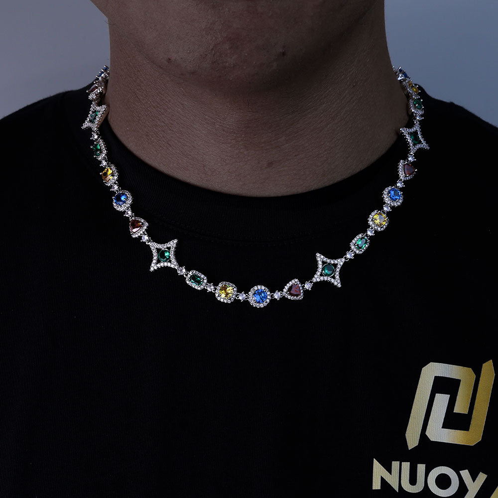 Jewelry Ornament Hip Hop Color Gemstone Necklace Bracelet