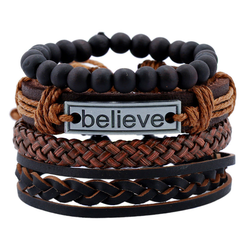 Pulsera de cuero para hombre Believe